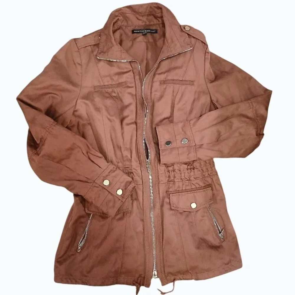 WHITE HOUSE BLACK MARKET Burgundy Utility Jacket Size 4 EUC - Picture 14 of 16